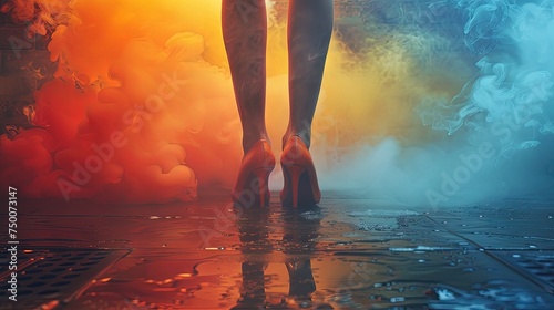 Women feet smoke art