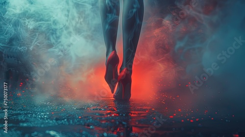 Women feet smoke art