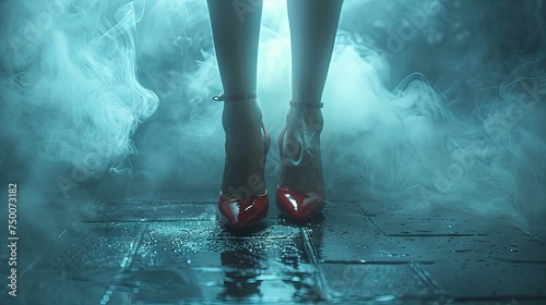 Women feet smoke art