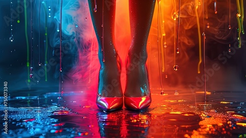 Women feet smoke art