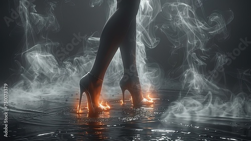 Women feet smoke art