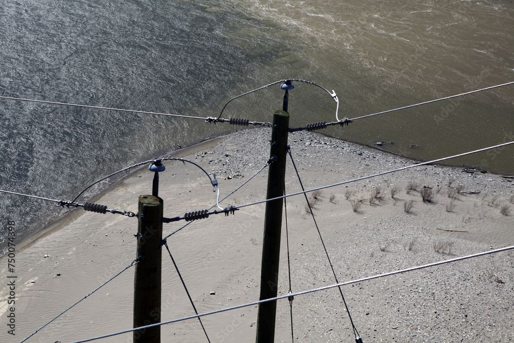Detail of the confluence of Fraser and Thompson rivers with telegraph ...