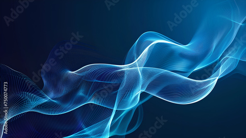 Light neon blue smoke color on a dark background, blue abstract background subtle smoke curves texture ,blue smoke isolated on black background