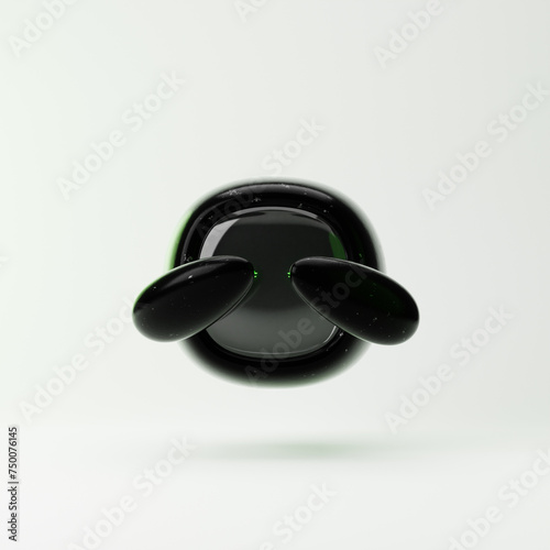 Scared cute robot covering eyes with hands isolated over white background. Technology concept. 3d rendering.