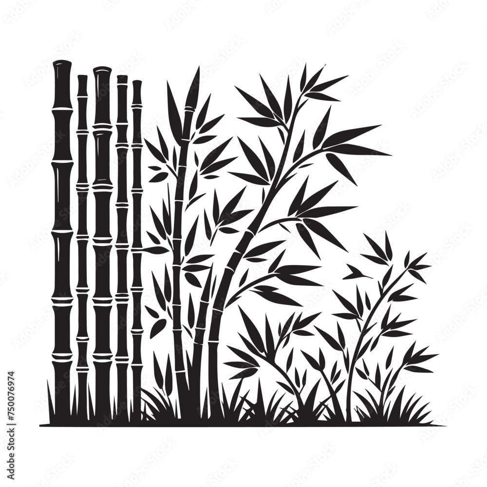 bamboo silhouette on a white background bamboo silhouette on a white background