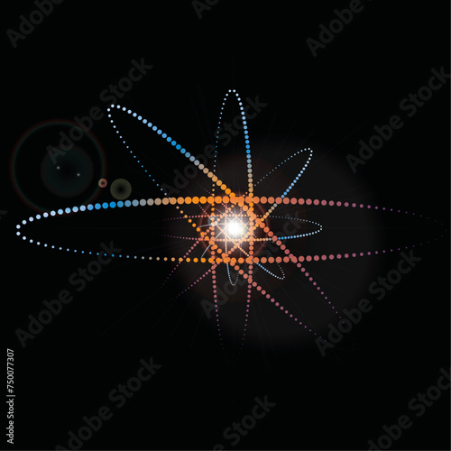 The vector dotted spiral vortex graphic is a visually interesting and complex image. use of color, movement, and text, all contribute to its overall effect.