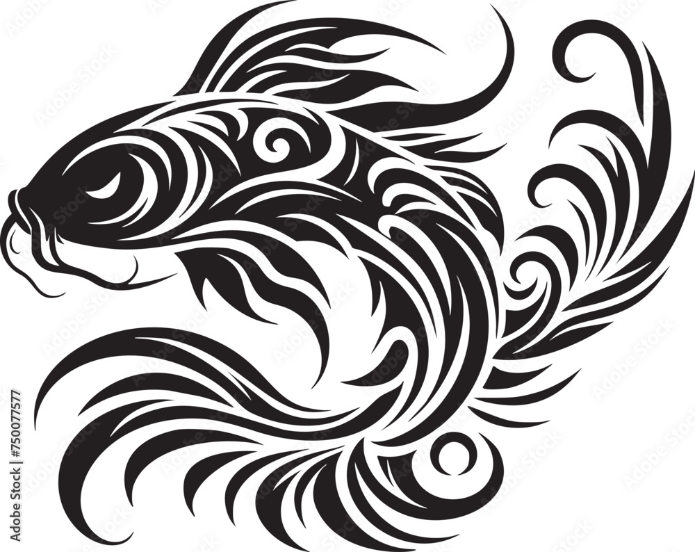Tribal Koi Fish Artwork