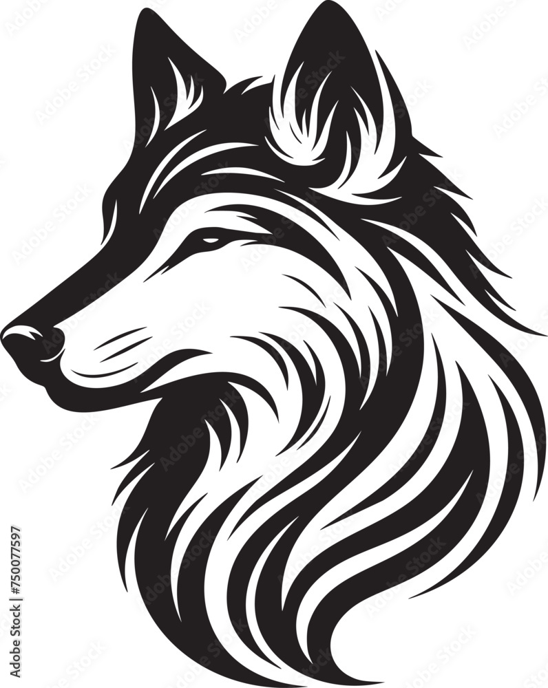 Minimalist Monochrome Wolf Portrait