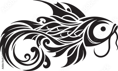 Elegant Tribal Koi Fish Artwork