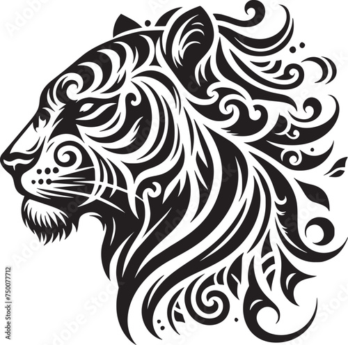 Intricate Tribal Tiger Face Vector Art