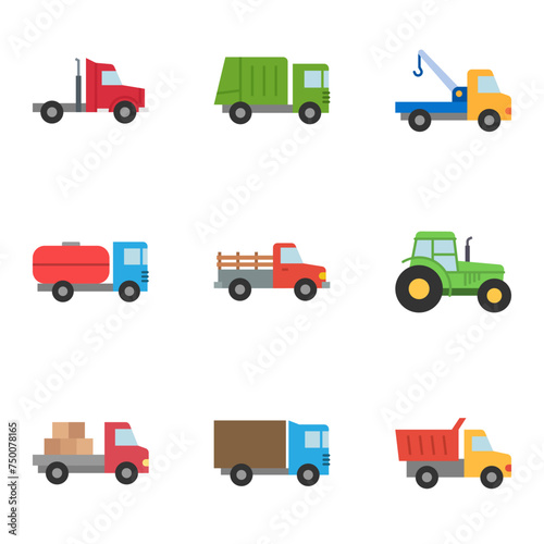 Transport and vehicle icons set. Model automobile.
