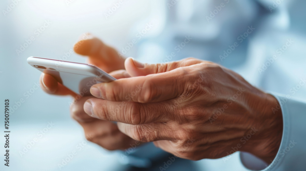 close-up of a man's hands using a smartphone close-up of a man's hands using a smartphone