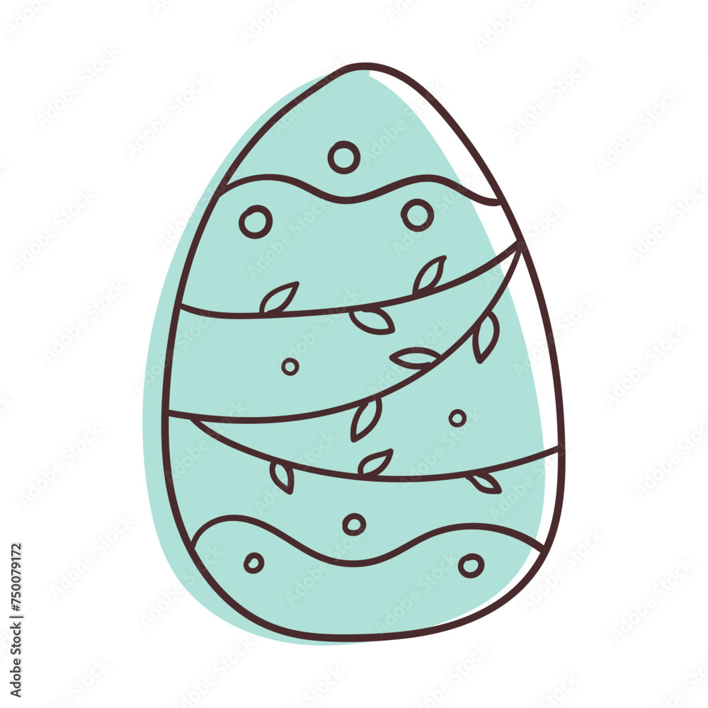 Blue easter egg with floral pattern. Hand drawn vector illustration. Isolated on white. Blue easter egg with floral pattern. Hand drawn vector illustration. Isolated on white.