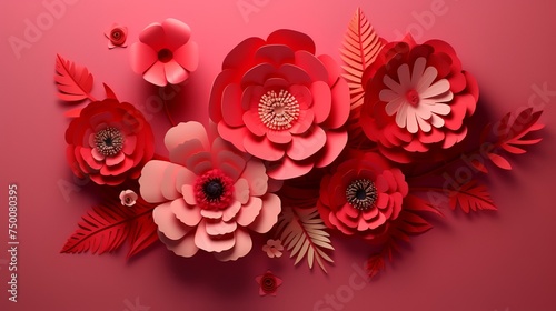 Paper cut floral composition. Flower paper craft