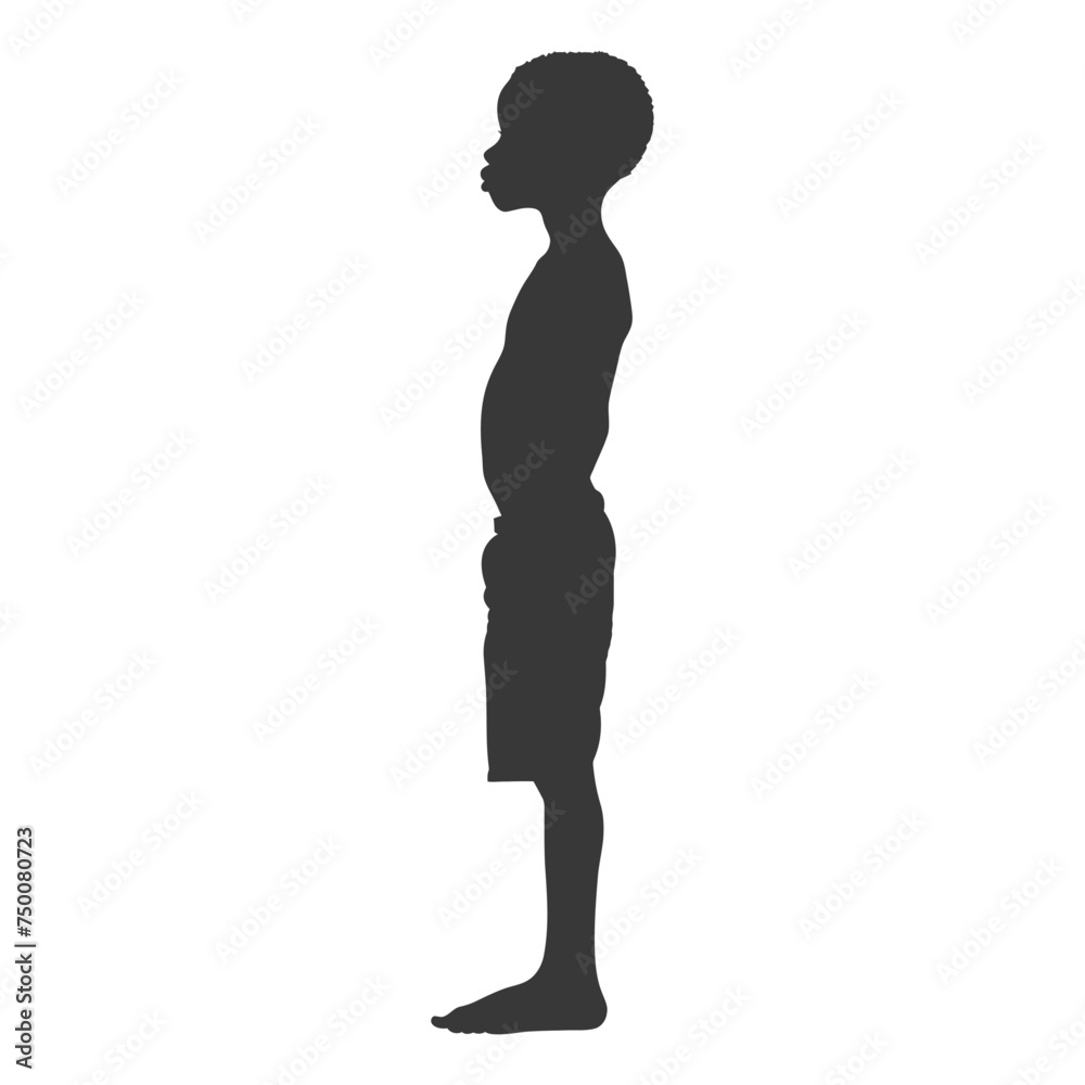 Silhouette african boy black color only