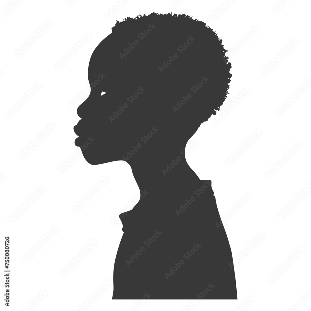 Silhouette african boy black color only Silhouette african boy black color only