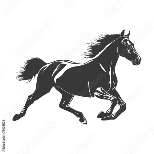 Silhouette a horses galloping black color only