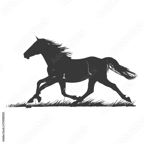 Silhouette a horses galloping black color only
