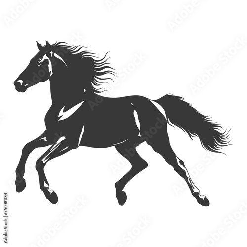 Silhouette a horses galloping black color only