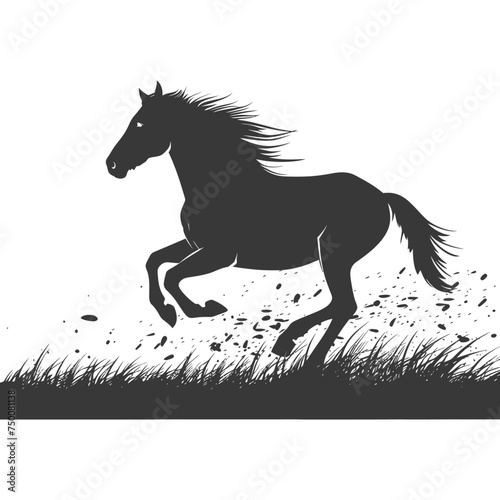 Silhouette a horses galloping black color only