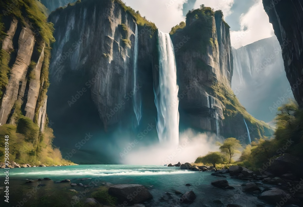 waterfall in the mountains