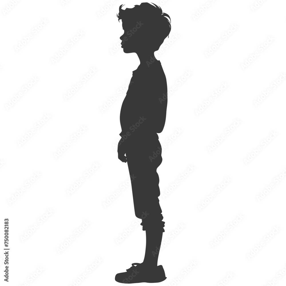 Silhouette asian boy black color only