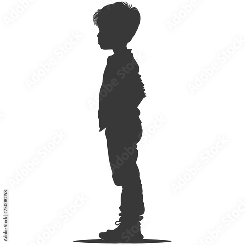 Silhouette asian boy black color only