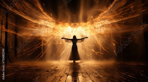 Angelic healing in mystical light. the divine power of protection, serenity, and restorative energy photo