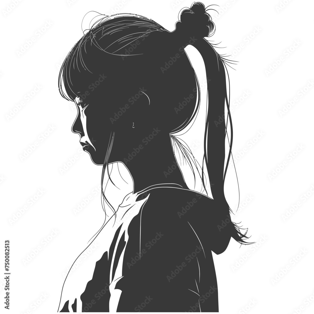 Silhouette asian girl black color only