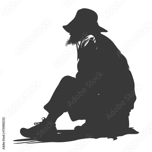 Silhouette beggar black color only full body