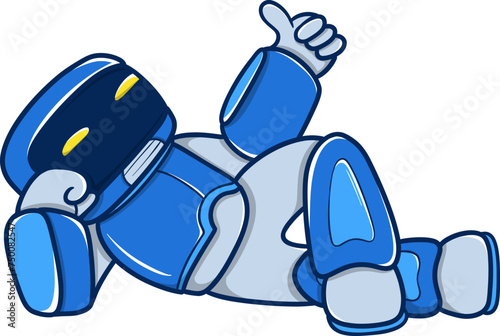 Cartoon robot lying down with a relaxed pose