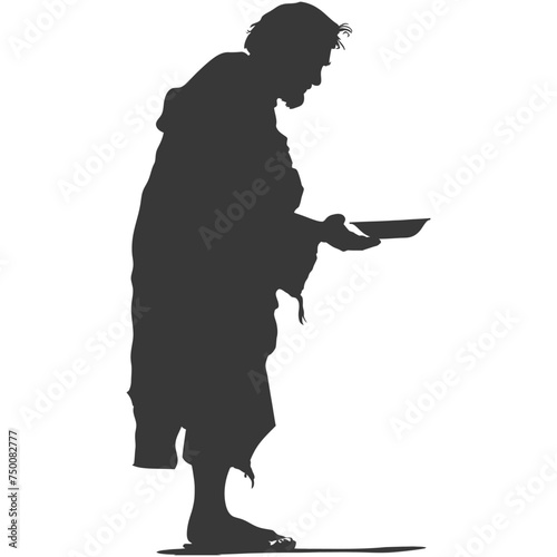 Silhouette beggar black color only full body