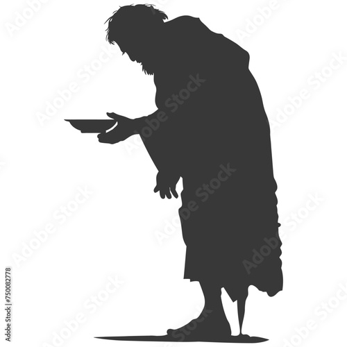 Silhouette beggar black color only full body