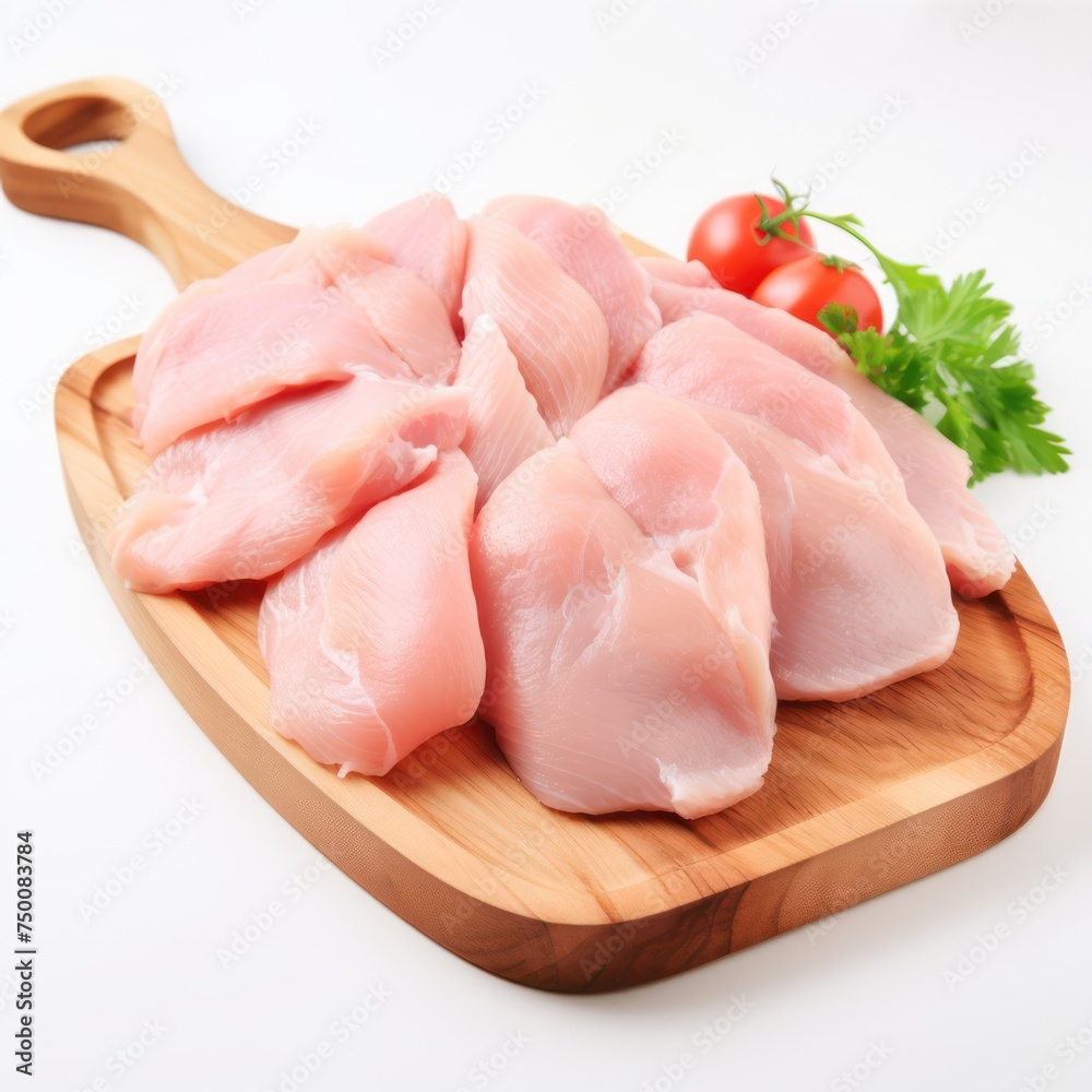 Raw chicken fresh meet portions on cutting board, uncooked food ingredient. Raw chicken fresh meet portions on cutting board, uncooked food ingredient.