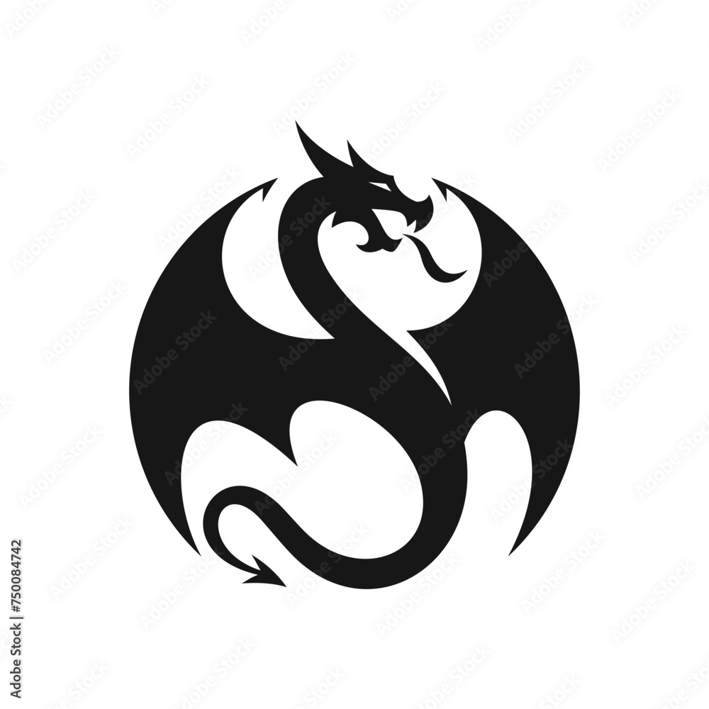 Vector Circle Dragon Logo Design Vector illustration