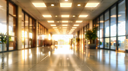 Modern business corridor with clean lines and bright lighting, reflecting the efficiency and professionalism of a contemporary office or hospital interior