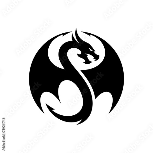 Vector Circle Dragon Logo Design Vector illustration