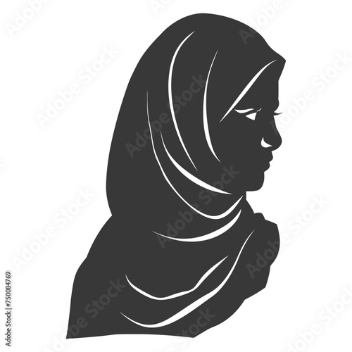 Silhouette women head wearing hijab black color only