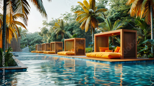 Tropical Resort Elegance, Luxurious Poolside Bliss in an Exotic Setting, A Sanctuary of Peace and Luxury