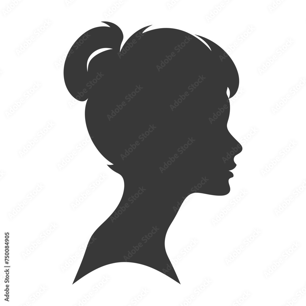Silhouette women head thick black color only Silhouette women head thick black color only