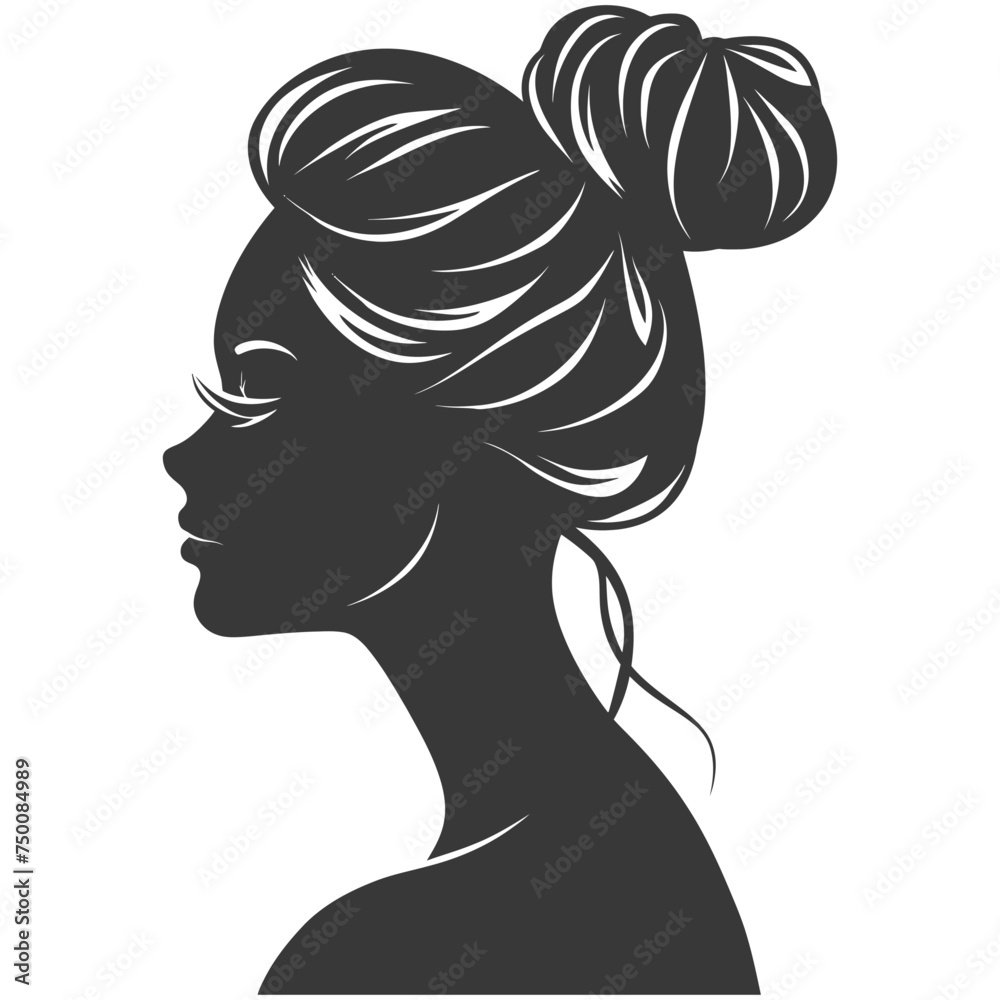 Silhouette women head thick black color only Silhouette women head thick black color only