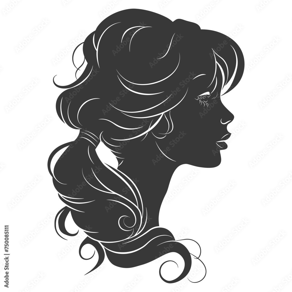 Silhouette women head thick black color only