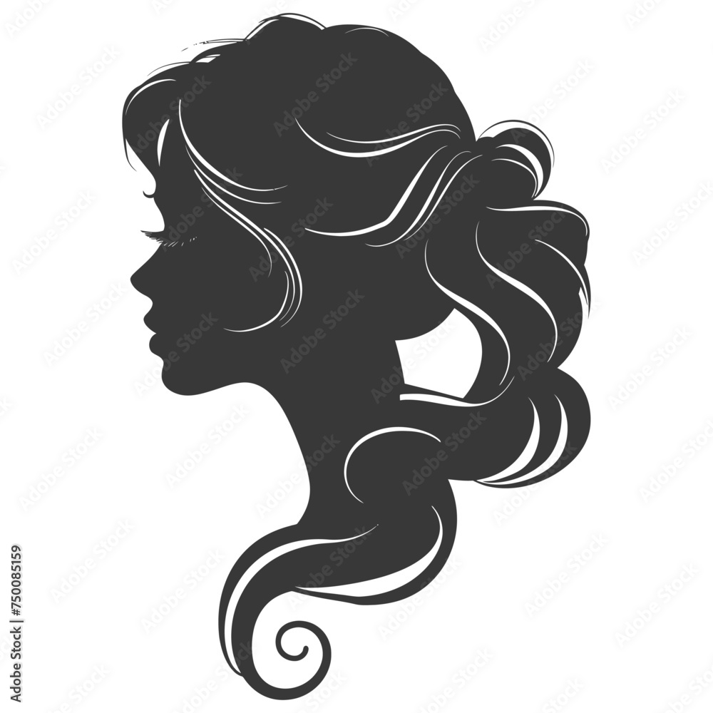 Silhouette women head thick black color only