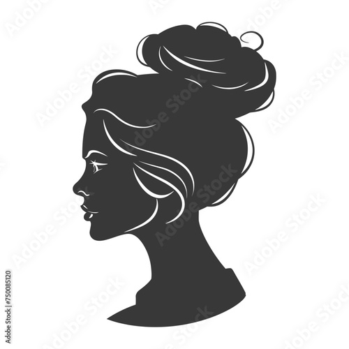 Silhouette women head thick black color only