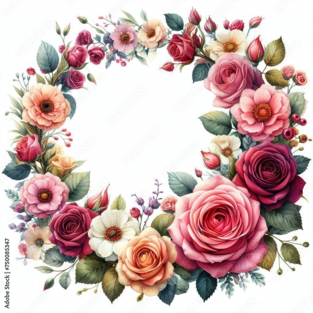 rose flower  frame,  illustration, bouquet gift flower's. 