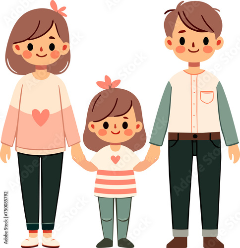 Cute cartoon family member portriat.