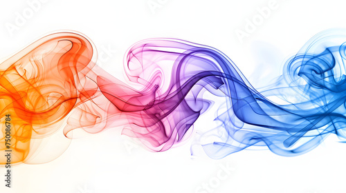 Abstract colorful smoke background Isolated on white background