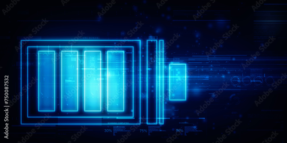 2d rendering Electrical energy and power supply source concept, accumulator battery with charging level indicator 2d rendering Electrical energy and power supply source concept, accumulator battery with charging level indicator