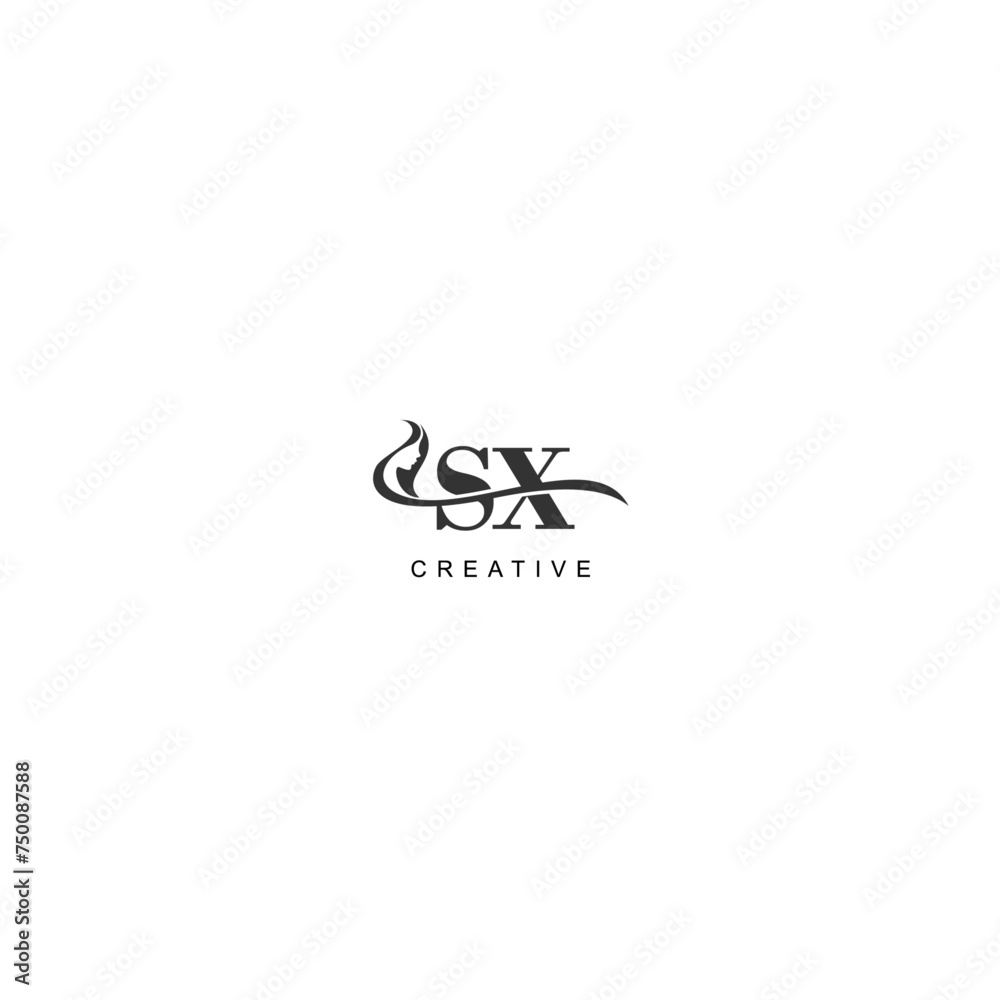Initial SX logo beauty salon spa letter company elegant