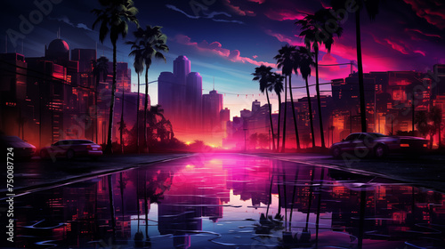 Sunset Boulevard: A Neon Dreamscape in the City